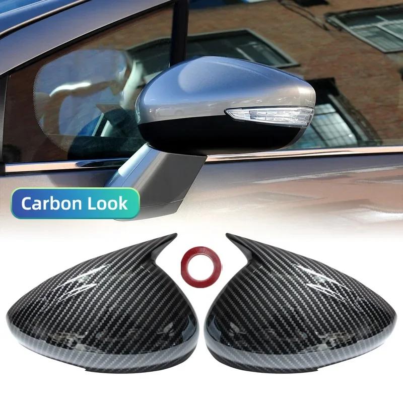 For Peugeot 408 2013 Rearview Side Mirror Cover Wing Cap Sticker Exterior Case Trim Carbon