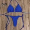 2 Pcs/Set Ladies Triangle Bikini Halter Neck Swimwear with Chest Pads Lace-up Thong Swimsuit Sexy Beachwear Bathing Suit for Beach Vacation Pool