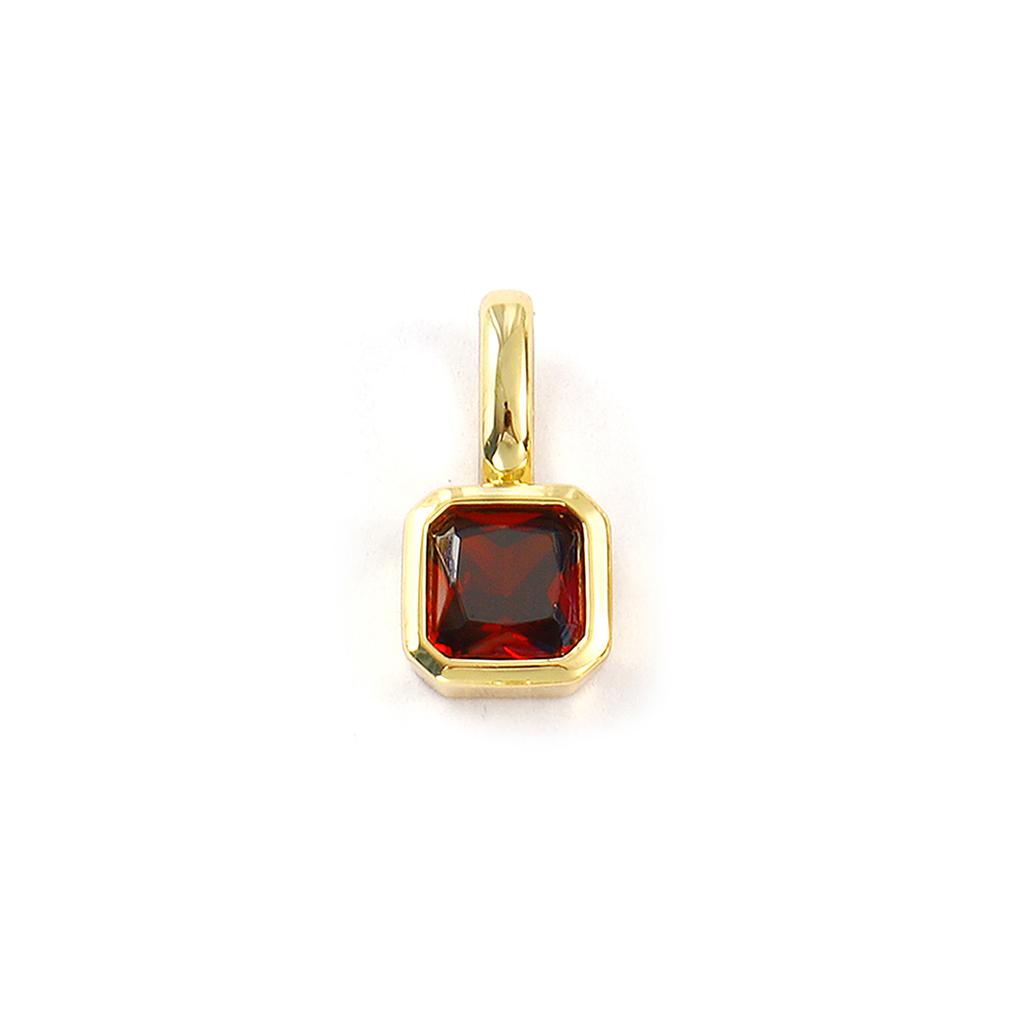 1 Piece Brass & Cubic Zirconia Birthstone Charms 18K Gold Plated Square Pendants For DIY Necklace Jewelry Making 15.5mm x 7.5mm