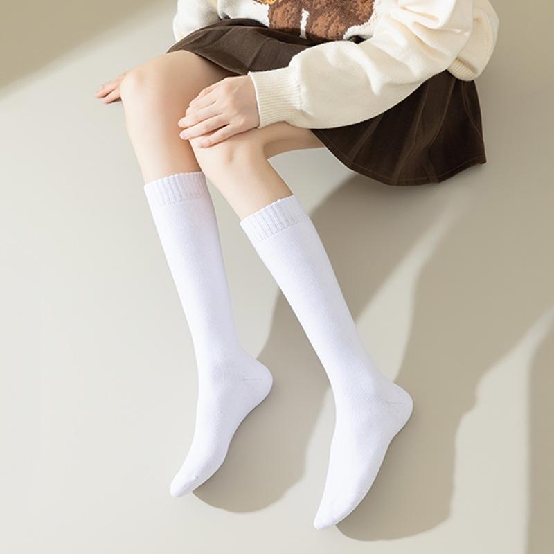 

Женские теплые экстрадлинные гольфы в стиле ретро-колледж - до колена, толстые, с тепловыделением, для осени и зимы белый