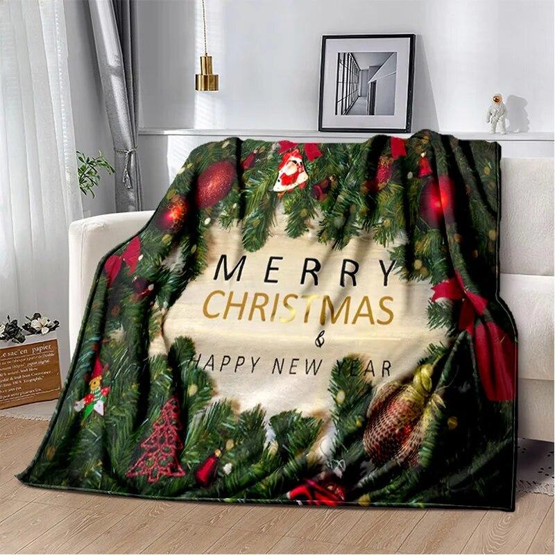 Desene animat Moș Crăciun Pom de Crăciun Fericit Cadou pentru copii Pătură moale de pluș, pătură de flanel Pătură pentru sufragerie dormitor canapea