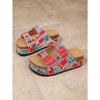 Cork Sandals 2025 Summer New Plus-size Rhinestone Belt Buckle for Women Wearing Platform Slippers