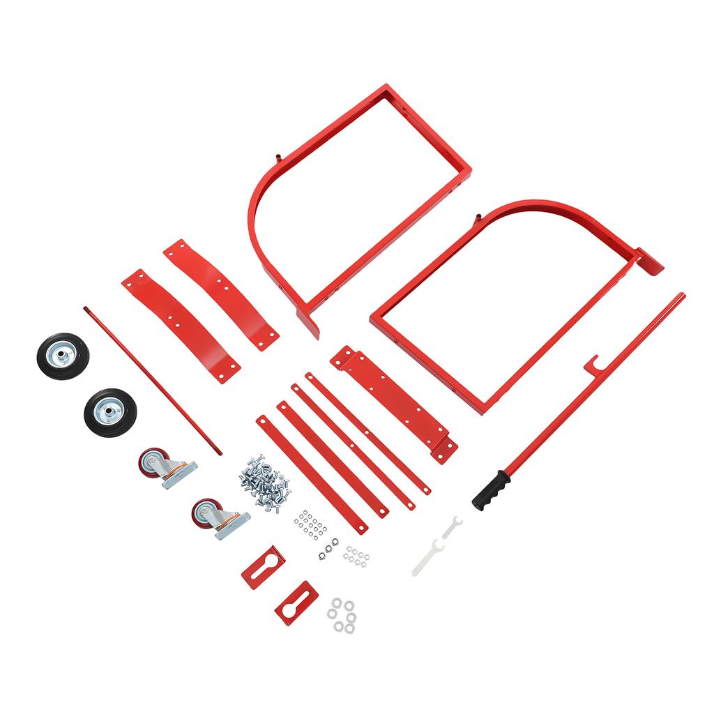 55Gallon Drum Cradle 600lbs Capacity Oil Drum Rack with Retractable Drawbar w/Wheels Steel Drum Handling Cradle for Round Drums