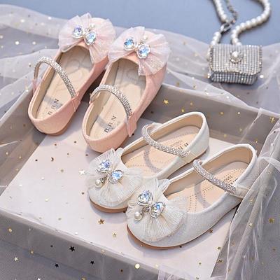 2025 Herbst Neue Koreanische Stil Strassstein Schleife Leder Schuhe für Mädchen – Weiche Sohle Prinzessin Performance Schuhe