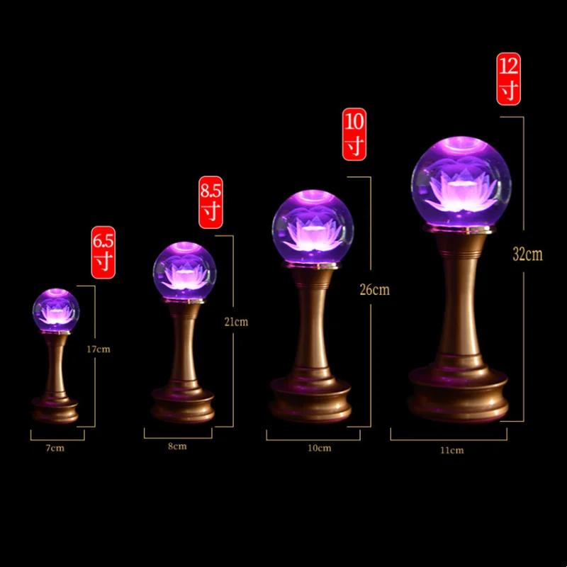 Home decoration, colorful crystal lotus lamp, Buddha supply lamp, Buddha worship LED lamp, Buddhist temple decoration, safe plug