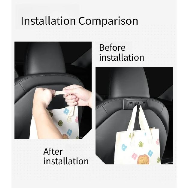 For Tesla New Model Y Juniper/Model 3 Highland 2025 ABS Seat Back Hook Multiple Hooks Foldable Design Glove Box Hook Accessories