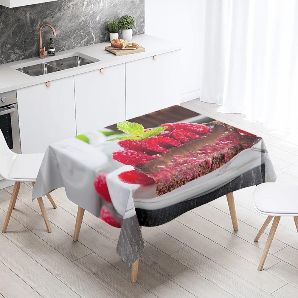 Delicious Cake Printed Tablecloth Restaurant Table Decoration and  Stain Resistant Rectangular  Home Decor