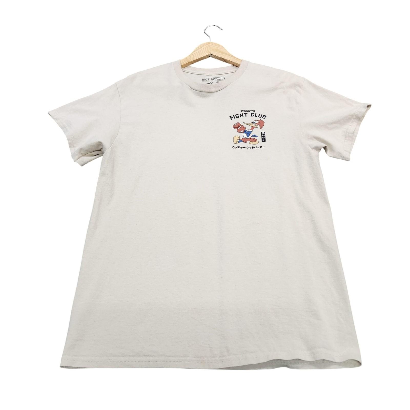 Riot Society Shirt Mens Medium Beige Woody Woodpecker Fight Club Graphic Tee Unisex T-Shirt XXXL
