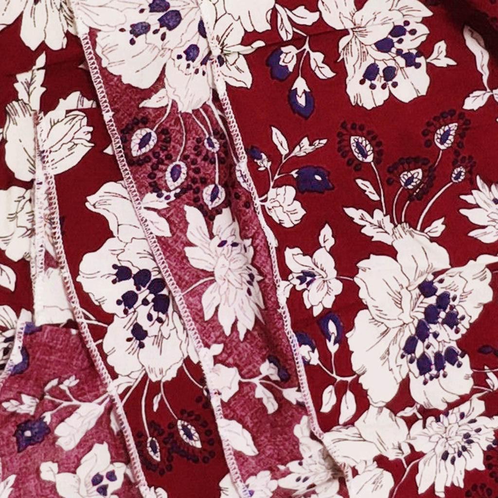 Women's Floral Printed Button Up Short Sleeve Split Flowy Party  Long Dress