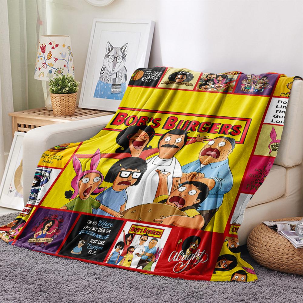 1Pc the Simpsons Print Flannel Blanket, High quality Comfortable for All Seasons, Home Decor, Warmth and Comfort, Perfect for Gifts