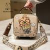 Cartoon Fashion Small Square Bag with Wide Shoulder Strap, Hand-held Women's Bag, Versatile for Commuting, Women's Crossbody Bag