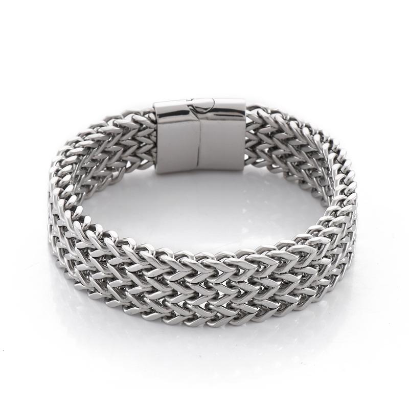 Kalen 18mm Wide Three-Color Wristband Braided Chain Men s Punk Bracelet Homme Gifts 22cm