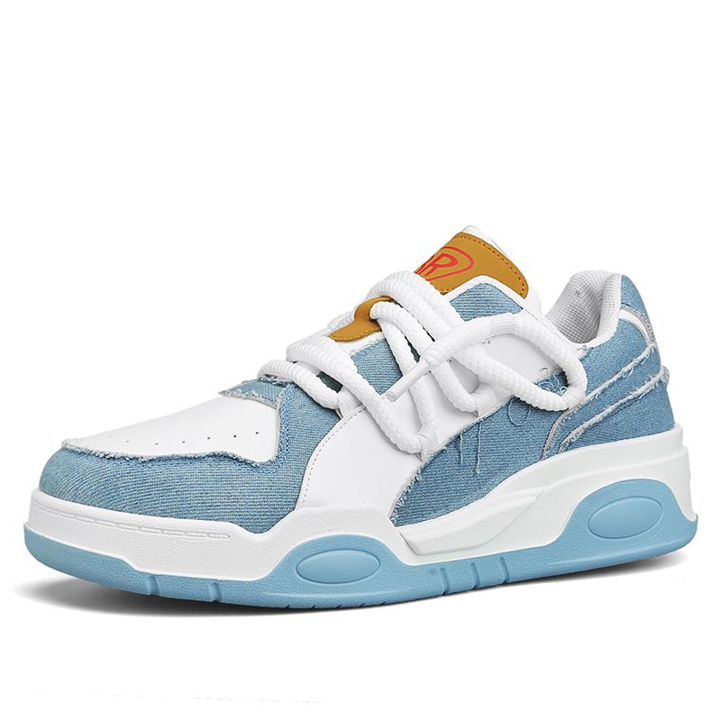 Fashion Harajuku Style Fashion Blue Platform Sneakers for Men Comfortable Flat Sneakers Casual Men Lace-up Hip-hop Sneakers Basket Homme