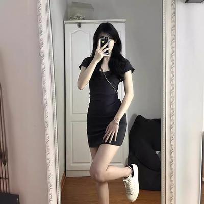 French High-end Black Dress Children's Summer New Spice Girl Slim and Thin Hip-wrapped Short Skirt