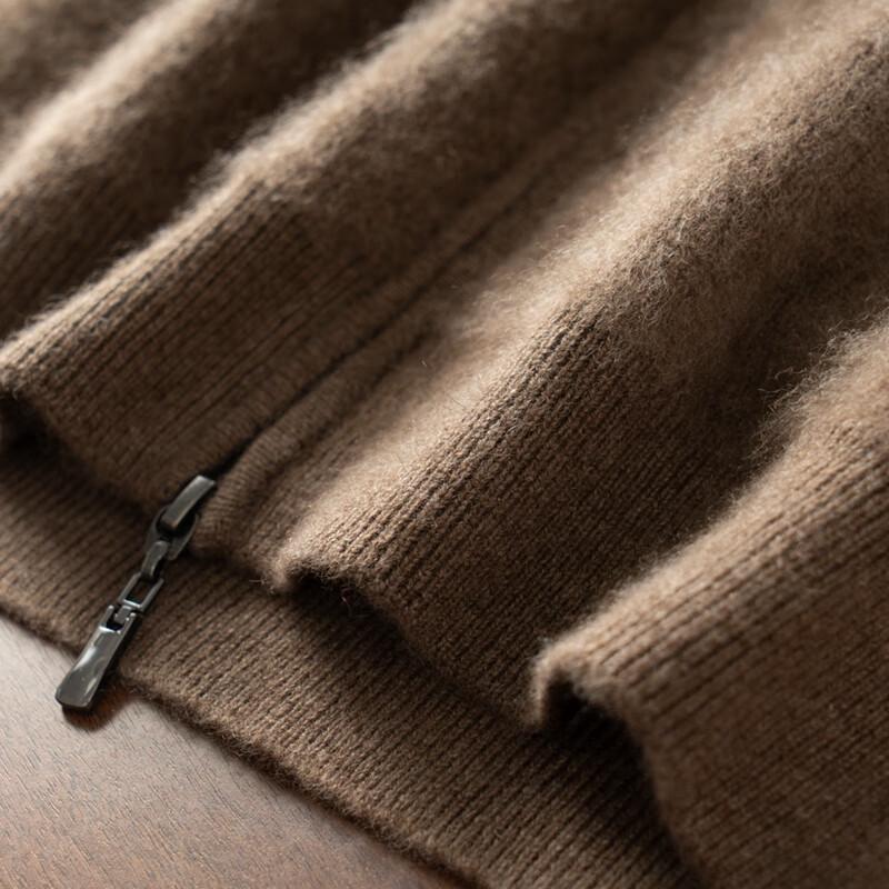 Fanzhen Men's 100% Cashmere Hooded Zipper Cardigan Jacket