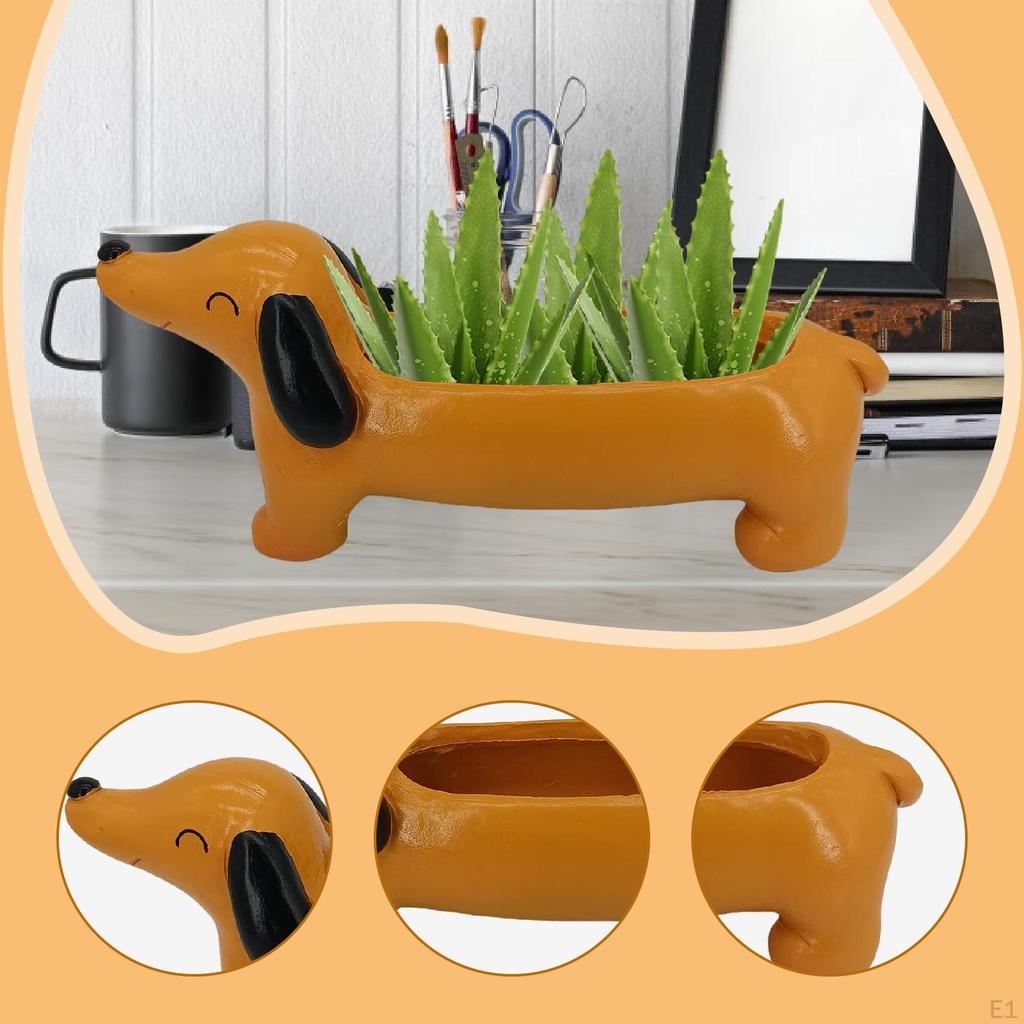 Dackel Pflanzgefäß Blumentopf Zuhause Büro Dekorativ Terrasse Einzigartiges Outdoor-Geschenk Sammlerstücke Wohnen