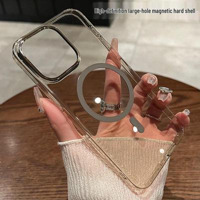 iPhone 17 Pro Max Transparent Magnetic Charging Case with Large Lens Hole and Durable Hard Shell