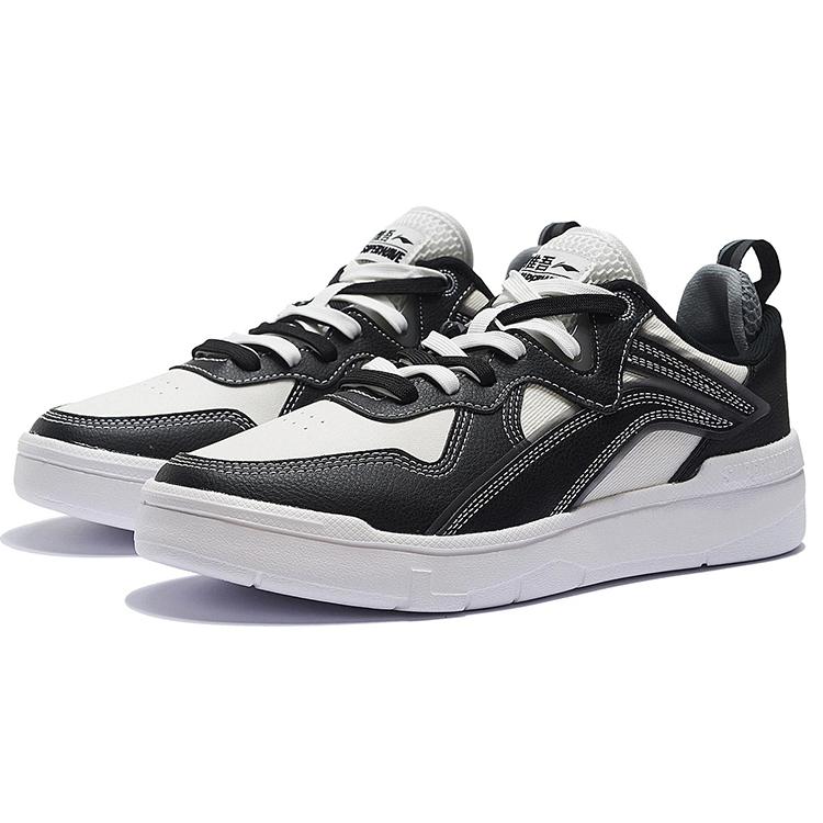 Li Ning Wave Lite Low Top Skateboard Shoes Men's Black White AGCS097-3