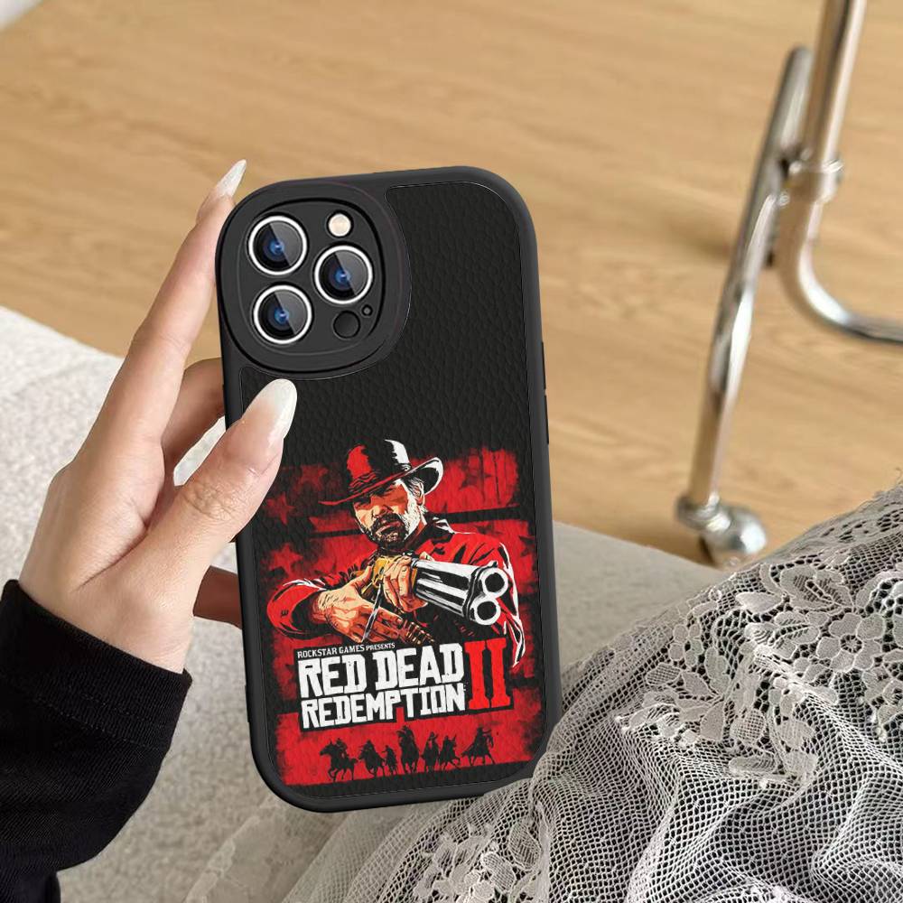 

Game Red Dead R-Redemption Leather Phone Case For IPhone 16 16e 15 14 13 12 11 Pro Max Plus Mini Cover iphone 12