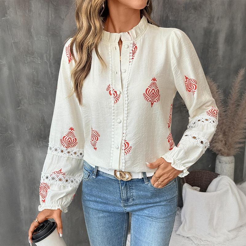 YYFS Women's Fashion Casual Spring Autumn Long Sleeve O-Neck Blouses & Shirts
