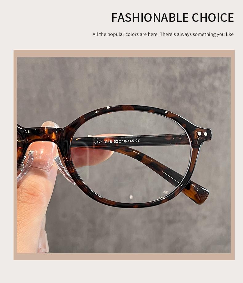 Korean Tortoiseshell Eyeglass Frames, Women's Style 8171, Anti-Blue Light TR90 Ultralight Glasses.