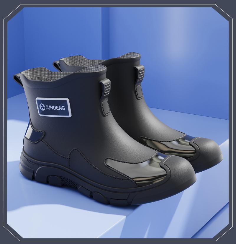 Cross-Border Fashion Men's Short Rain Boots - Trendy, Cool, Warm Rubber Wading Shoes for Outdoors