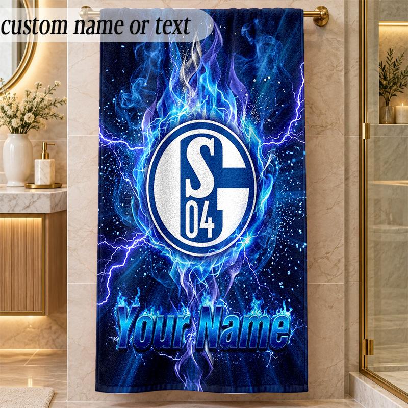Beach TowelSchalke 04 FC Custom Name Text Personalized Soft Towel for Beach Pool Indoor Home Decor Gift