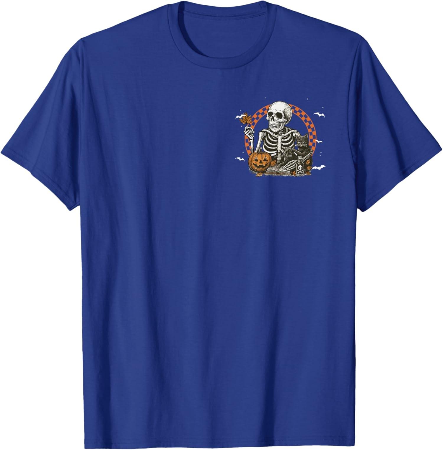 Spooky Season Skeleton Pumpkin Halloween Funny Happy Unisex T-Shirt S разноцветный