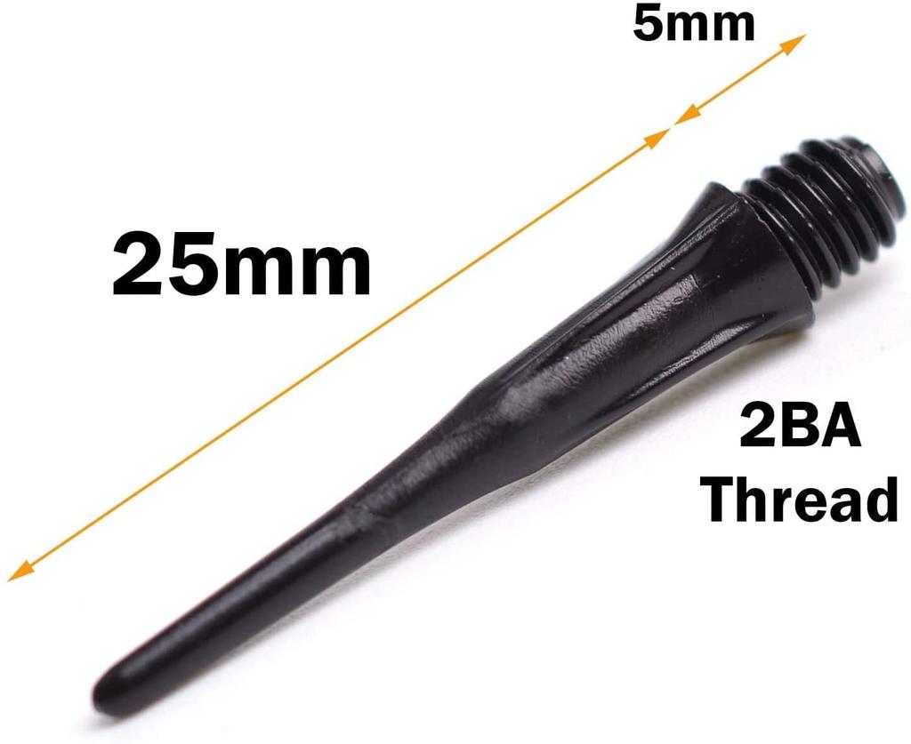 Win.max Professional Plastic Tip Dart Points 500 Pack in Black with 2BA Plastic Thread Replacement Accessories Set