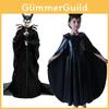 Captivating Maleficent Sorceress Evil Queen Girls Fancy Dress Halloween Costume With Horned Headwear