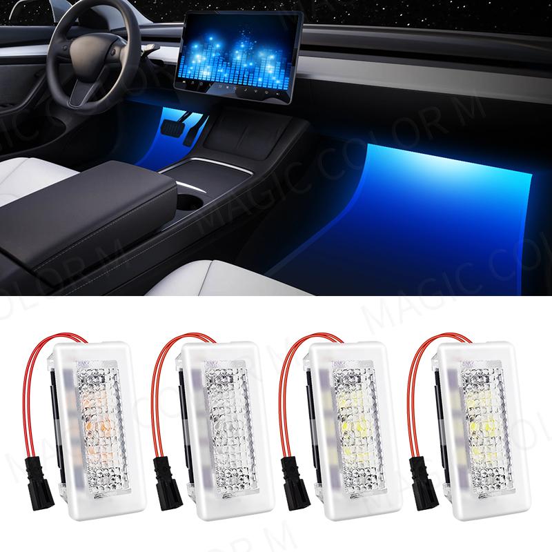 LED Atmosphere Footwell Lights For Model 3 Y S X Interior Floor Door Puddle Decorative Lamp Car Accessories