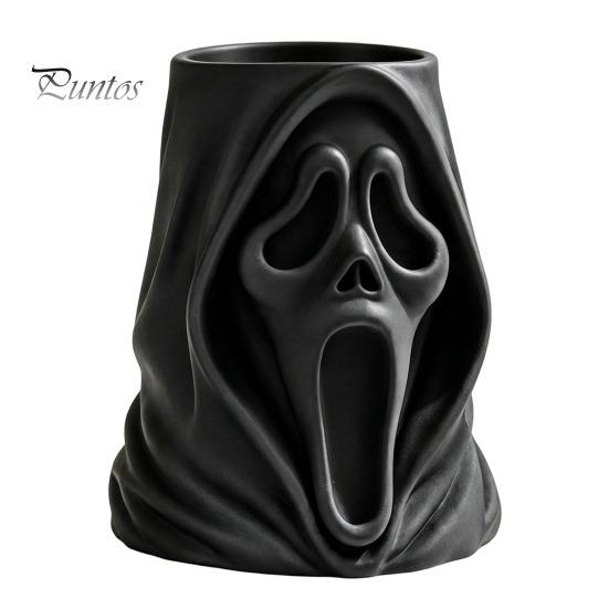Holiday Gift for Kids Halloween Ghost Face Candy Bucket, 3D Printed Trick or Treat Snack Holder, Creative Pen Holder Spooky Screaming Desktop