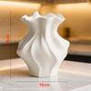 Nordic Minimalist White Textured Ceramic Vase 3D Wave Pattern Tabletop Decor Flower Vase for Living Room Bedroom Dried Flowers