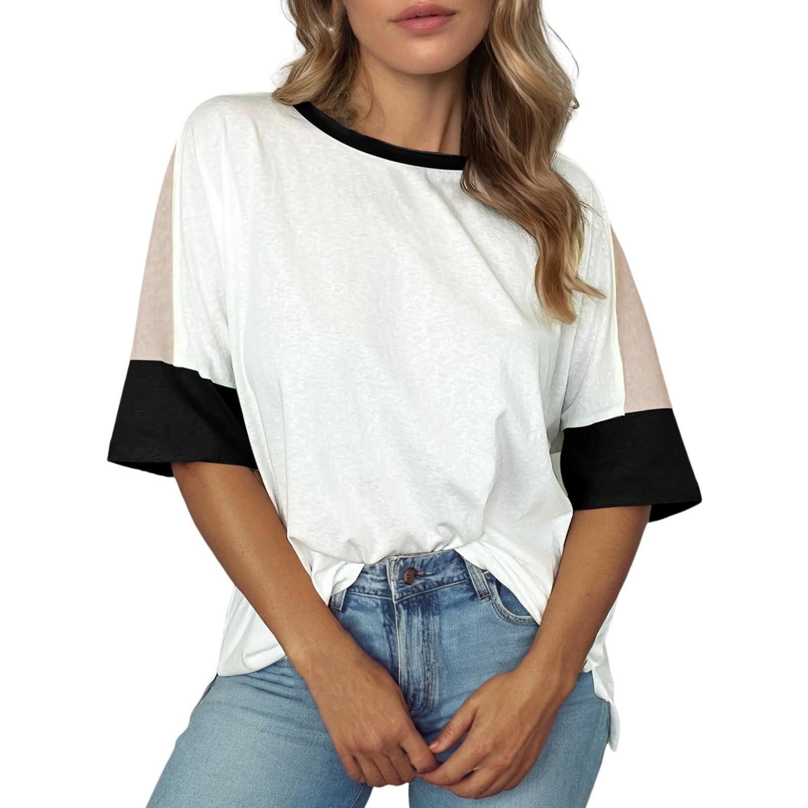 

Women Casual Loose Shirts Fashion Tops T-shirts Tee M білий