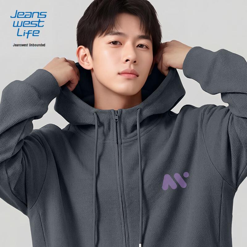 JEANSWEST LIFE Men's Hooded Zipper Sweatshirt Jacket