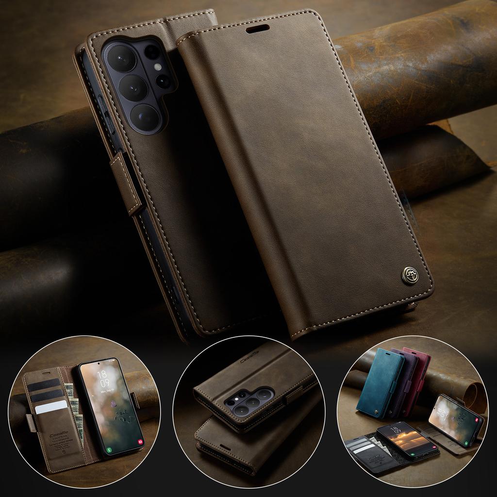 CaseMe Retro Magnetic PU Leather Wallet Phone Case For Samsung Galaxy S26/S26 Plus/S26 Ultra Shockproof Card Holder Pocket Cover