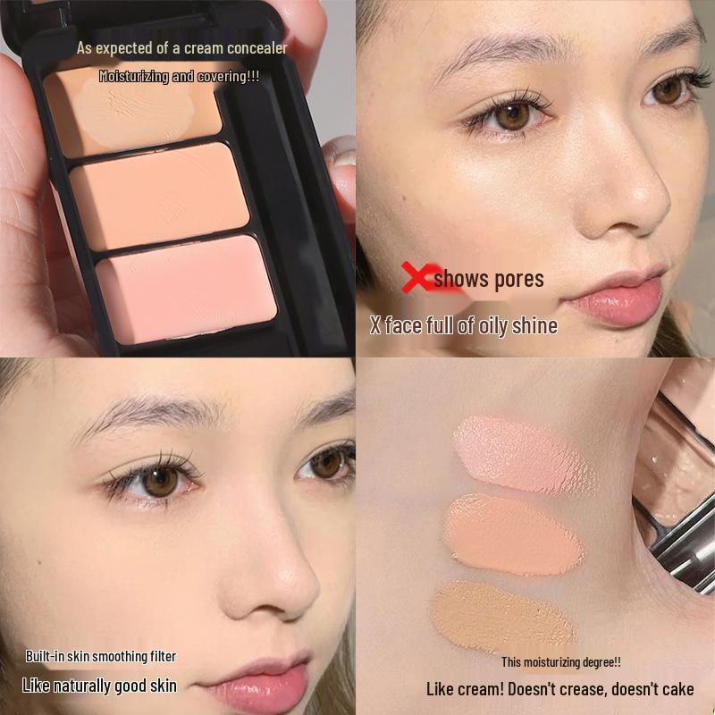MAYCHEER Silky Skin-Friendly 3-Color Concealer Cream for Dark Circles & Contour.
