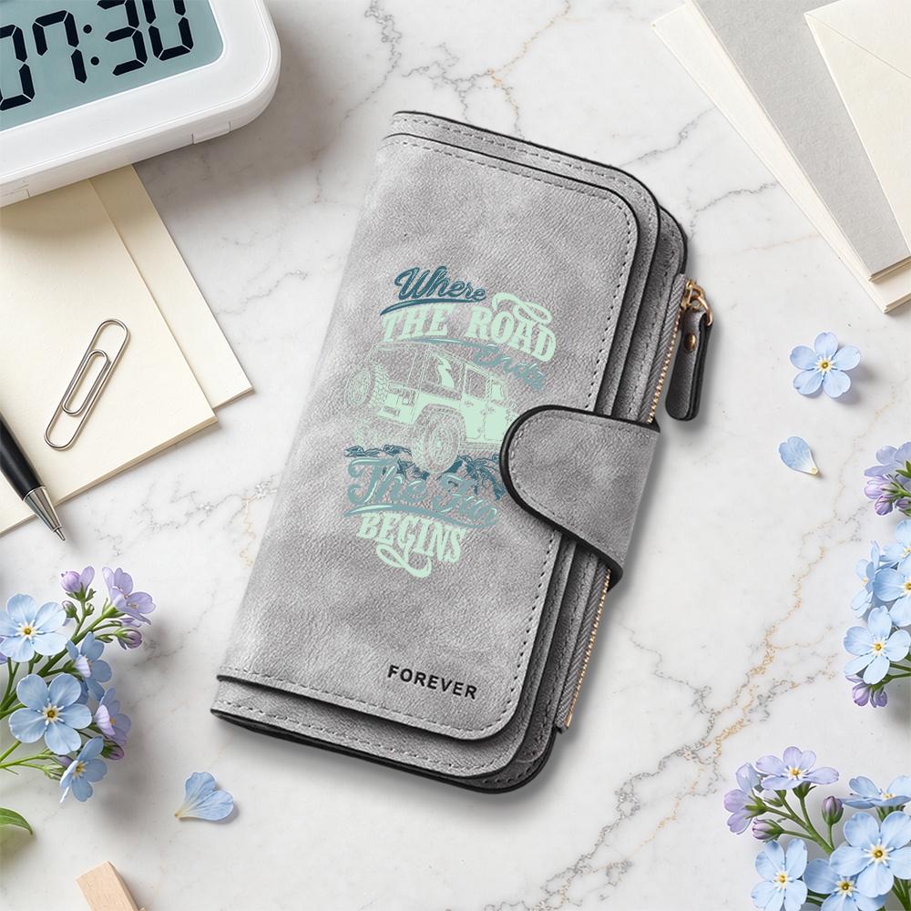 Leather Long Wallet Off Road Design Multi Card Holder Purse