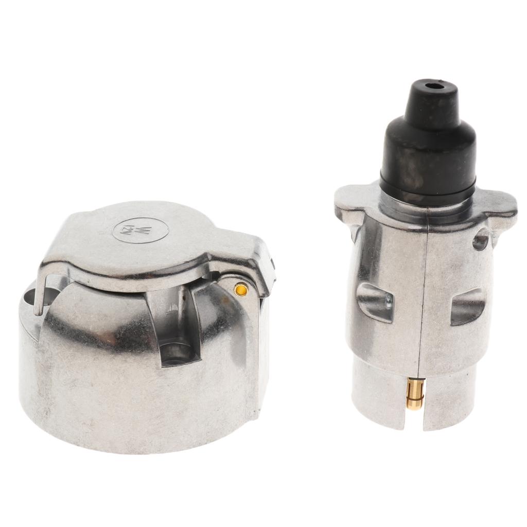 7 Pin Flat Trailer Plug Socket Set Electrical Adapter with Mounting Bracket for Boat Truck Caravan Lights