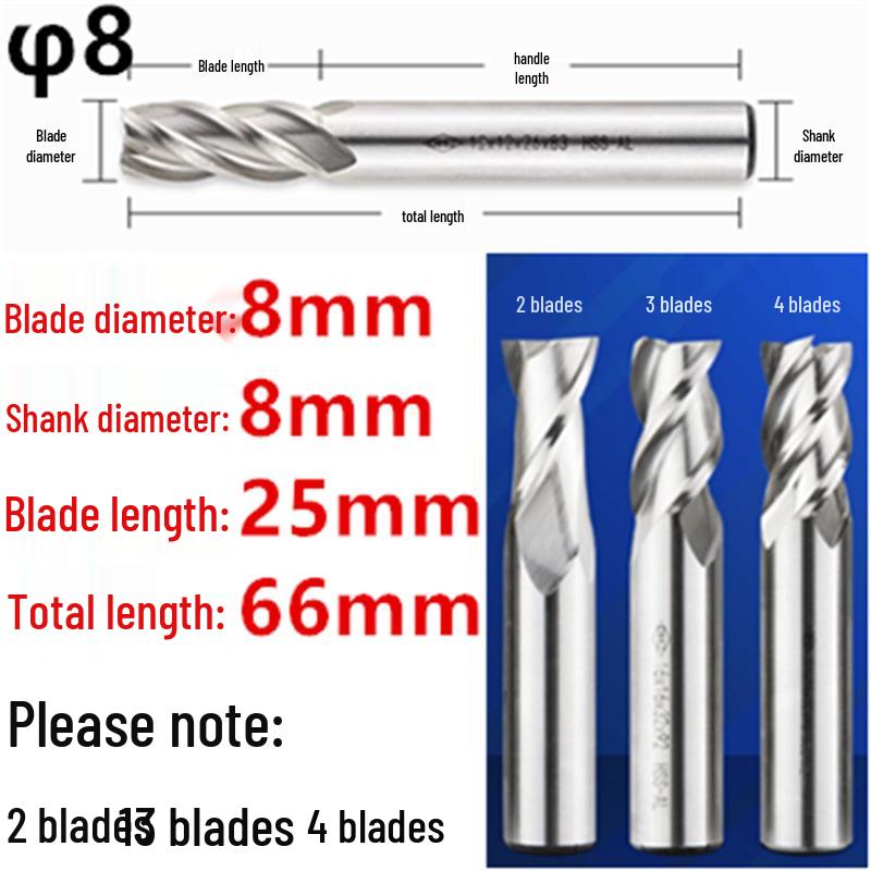 Guiyang Xiaohe DHZ High-Speed Steel 2/3/4-Flute Milling Cutter