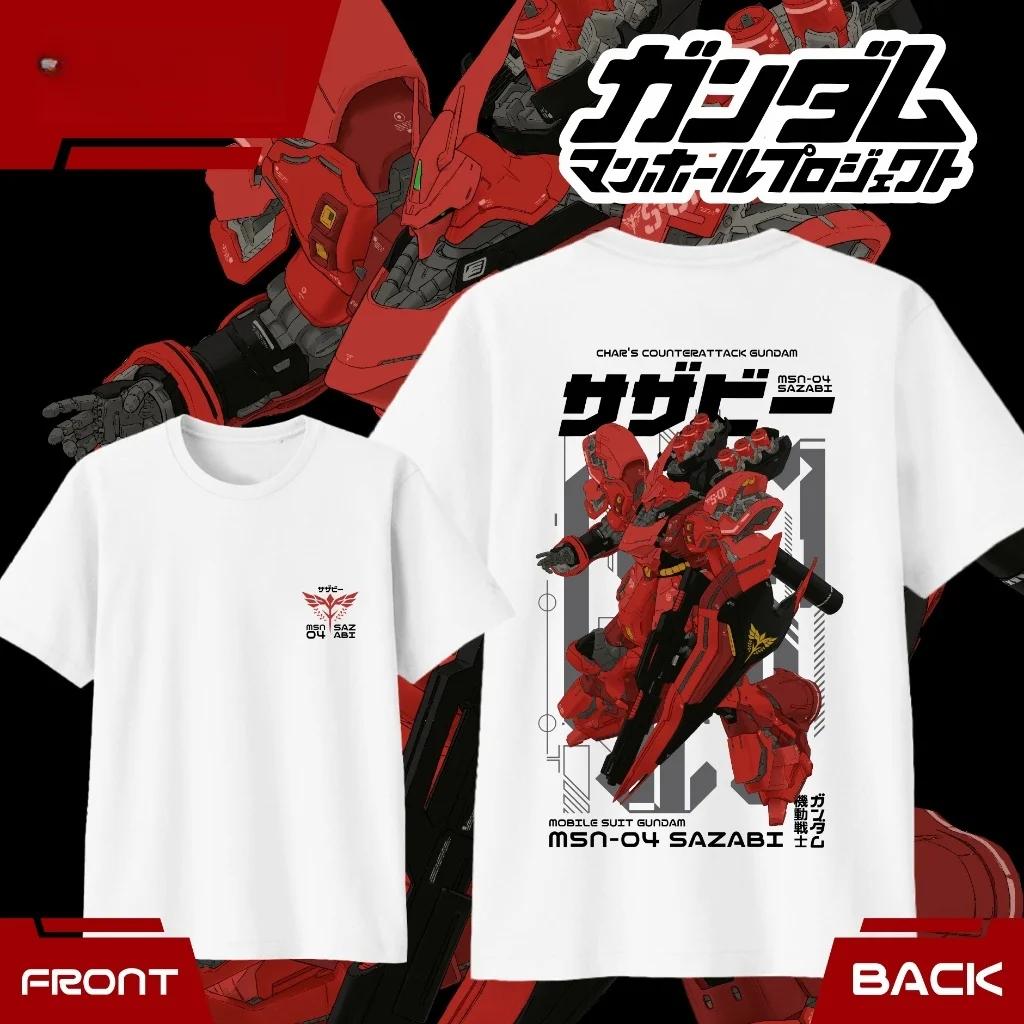

Anime GUNDAM MSN-04 Sazabi Pure Cotton T-shirt 2026 Summer Men s and Women s Fashion Casual Short Sleeved T-shirt Streetwear XXXL чорний