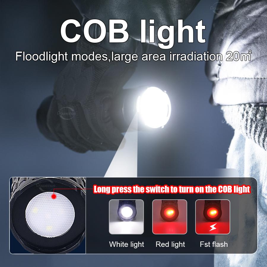 High power 300W LED aluminum alloy flashlight Type-C rechargeable flashlight,suitable for remote home,outdoor,emergency lighting and cold resistance