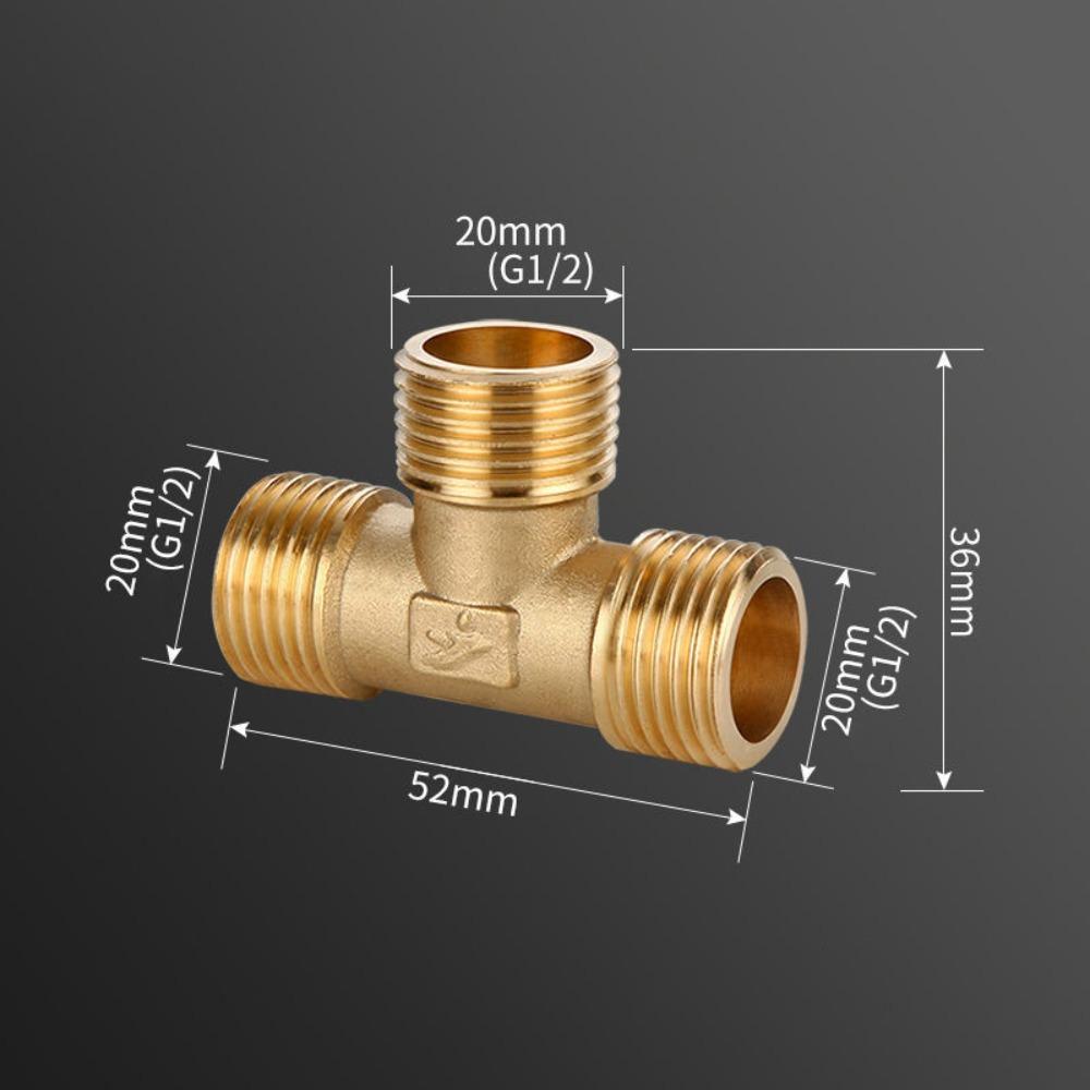 New 1/2 BSP Pneumatic Plumbing Connector Tee Type Male/Female Thread Brass Pipe Fitting Copper Fittings