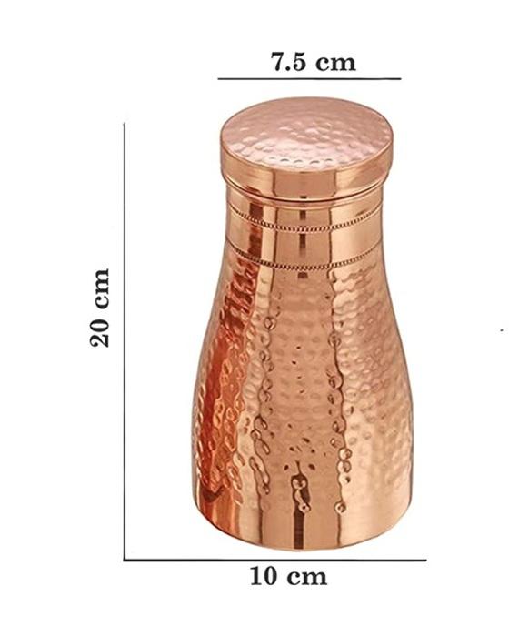 TreegoArt Pure Hammered Bedroom Jar/Pot Copper Water Bottle For Home And Kitchen - Pack Of 1 (1000 Ml )