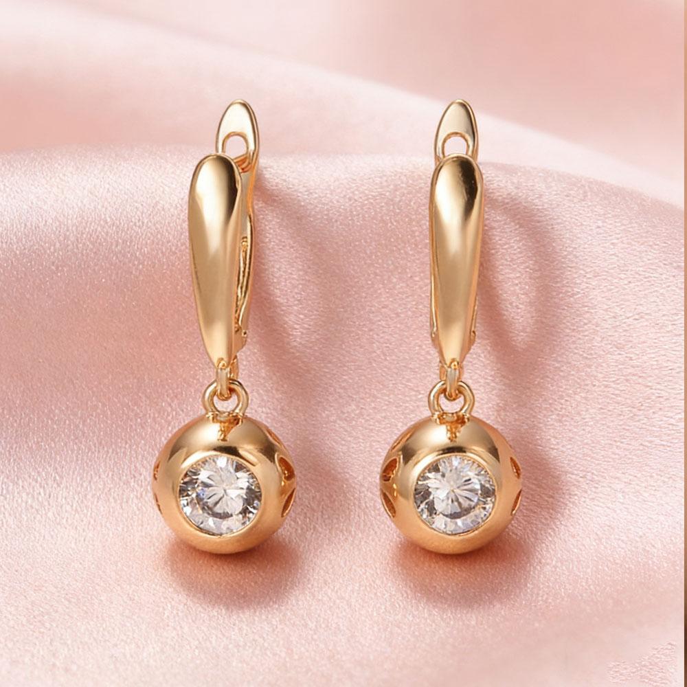 SIMJOO Розовое золото Модные геометрические формы Благородные женские серьги-подвески с камнями