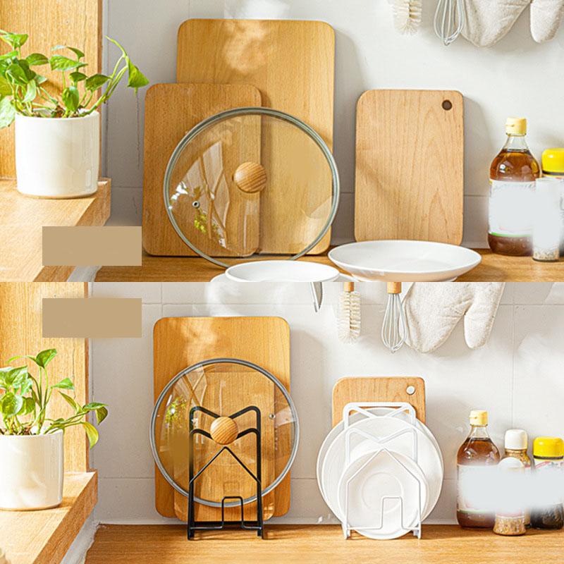 Chopping Board Storage Rack Multifunctional Pot Pan Lid Stand Holder Iron Good Ventilation Kitchen Countertop Organizer