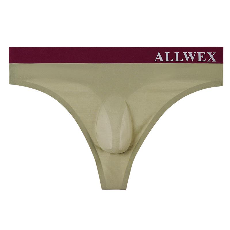 Men's Low-Waist Ice Silk Seamless Triangle Briefs and T-Back Underwear