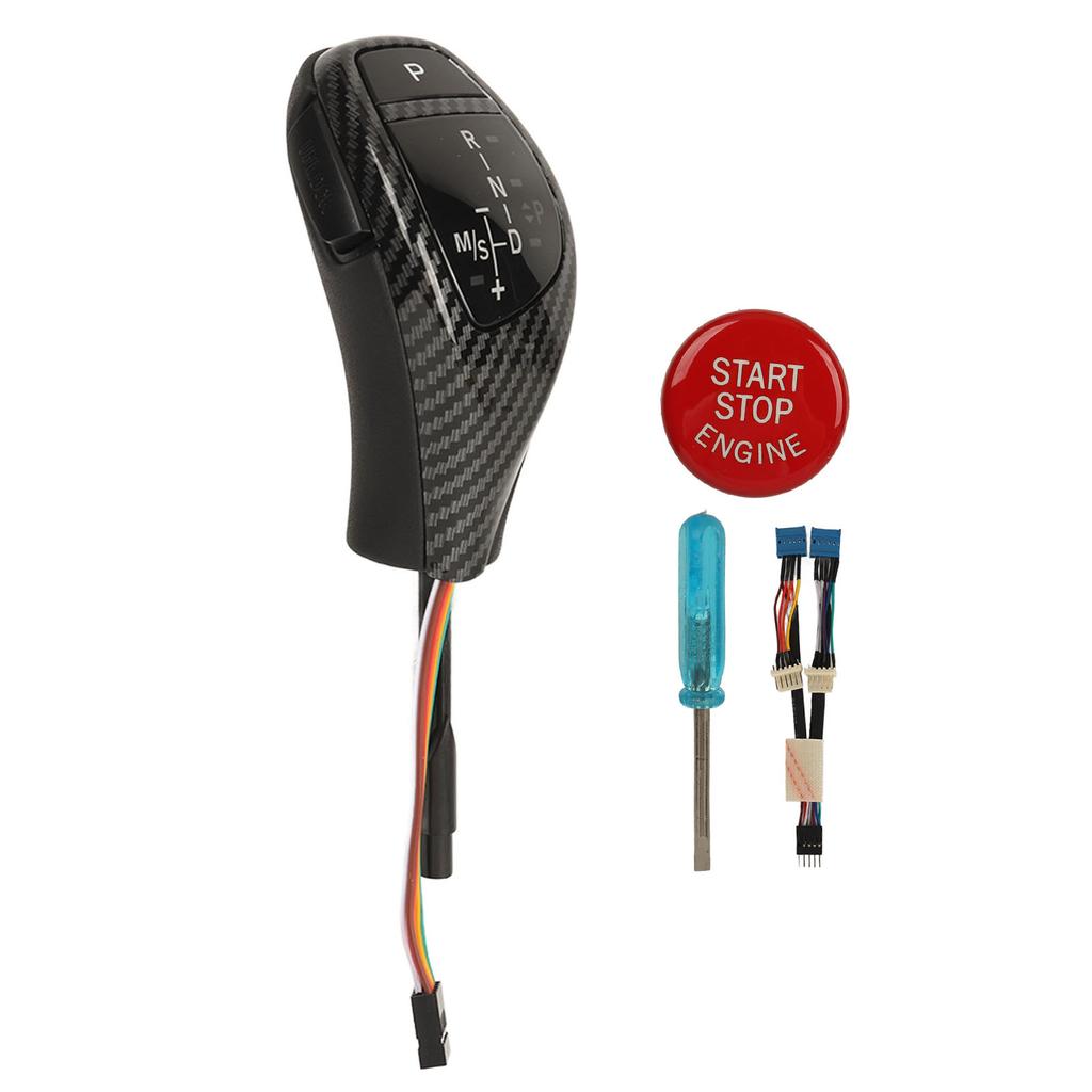 LED Shift Knob Comfortable Grip LED Handle Lever Knob Ergonomic Thumb Type with Click Start Button for E90 E91 E92 E93 LHD