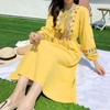 Ethnic Wind Long Dress Embroidered Cotton and Linen White Long Dress Beach Vacation Dresses for Women