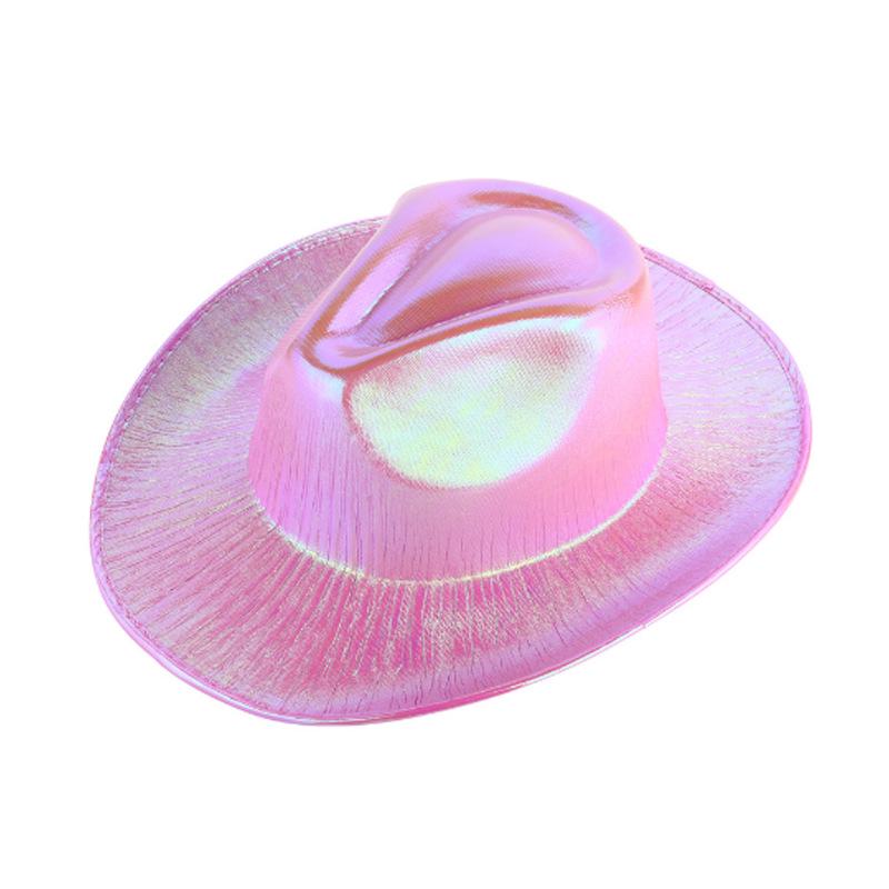 Pink Iridescent Neon Flashing Cowboy Hat for Halloween and Carnival Parties